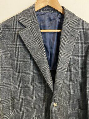 SUITSUPPLY Gray Check Plaid Havana Patch HL Blazer Sport Jacket 44 S